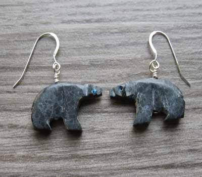 Carved marbe bear earrings